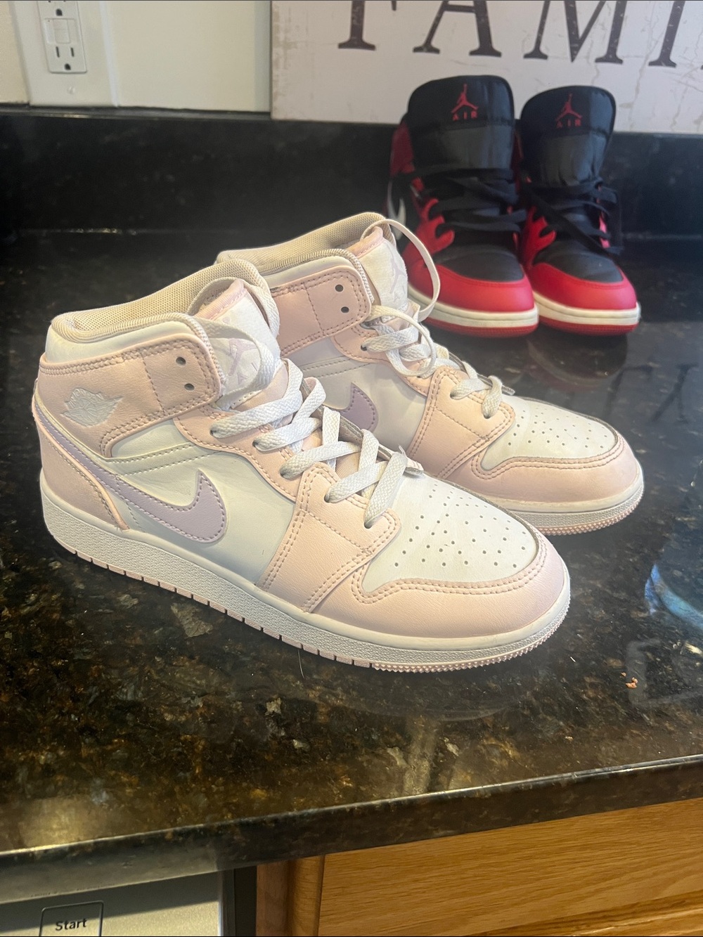 Jordan Kids' High-Top Sneakers in Light Pink and White